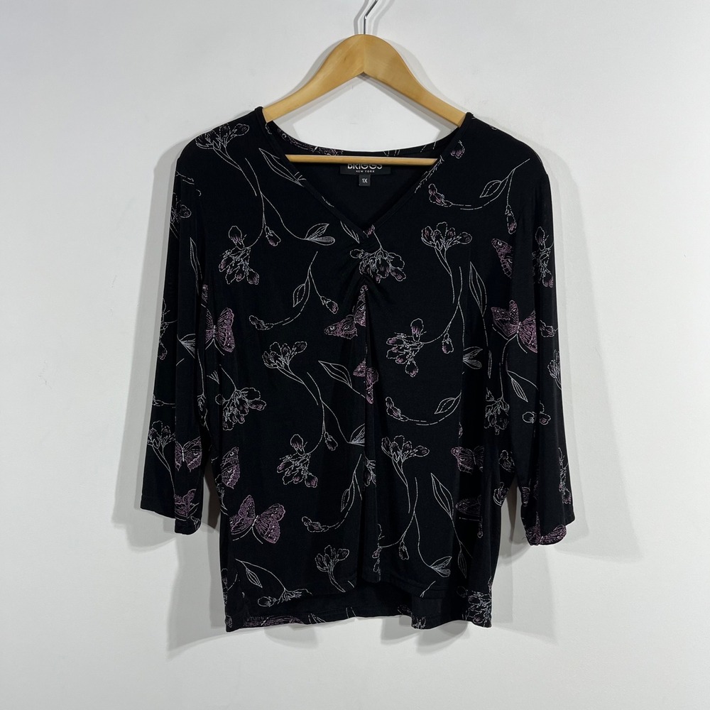 Briggs Fairy Grunge Babydoll Butterfly Floral Top Womens 1x Whimsigoth Boho Y2K